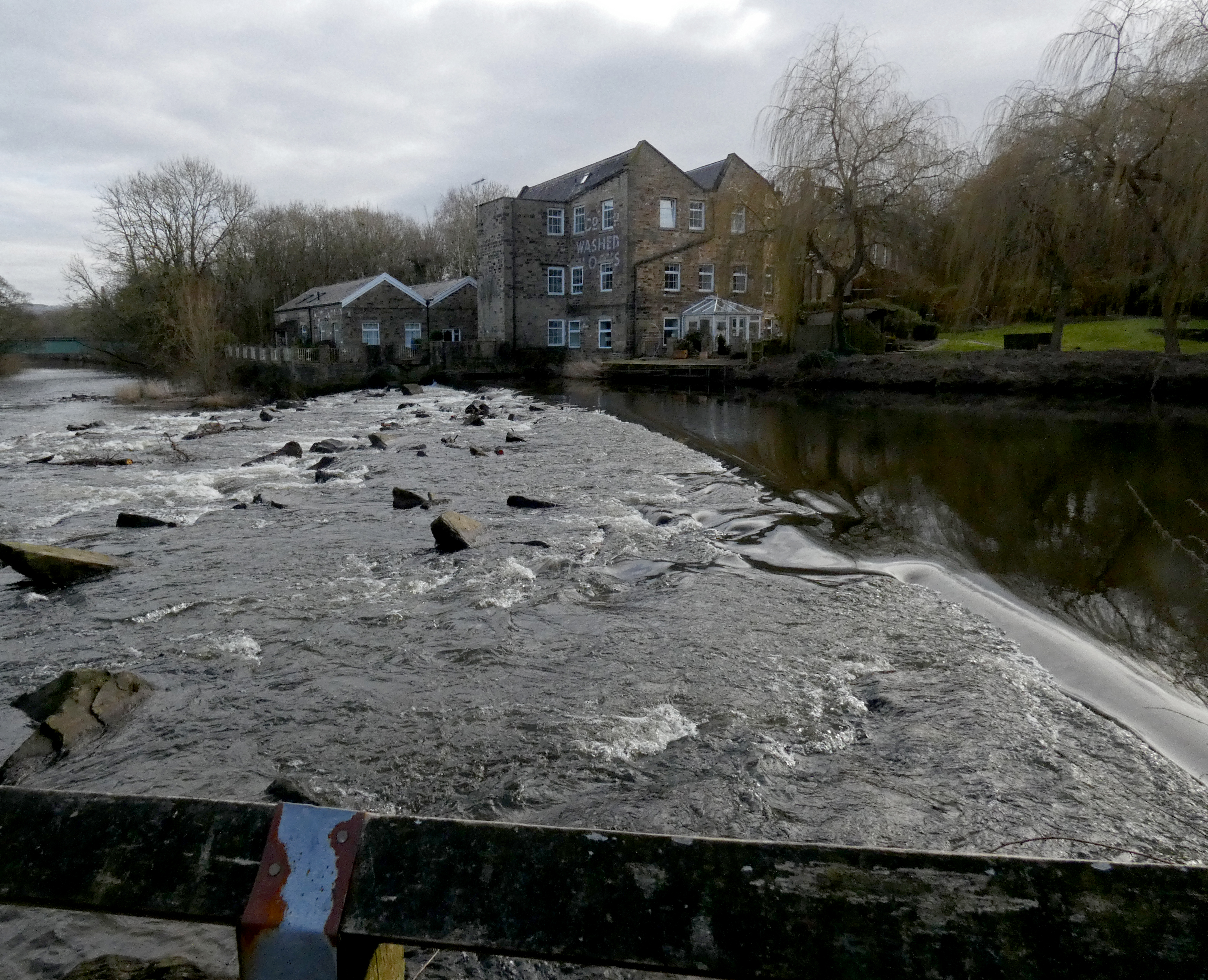 Weir On The River Aire, Saltaire Canal and River, 7th February 2023