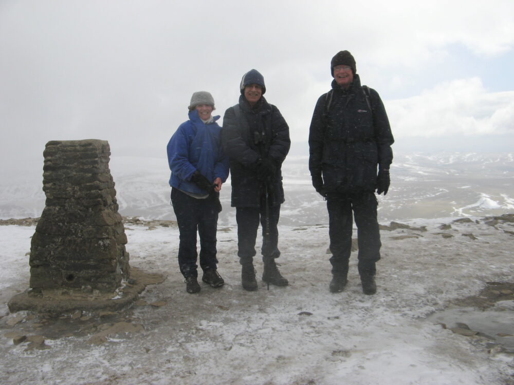Sue, John and Donald on a frozen summit 2013