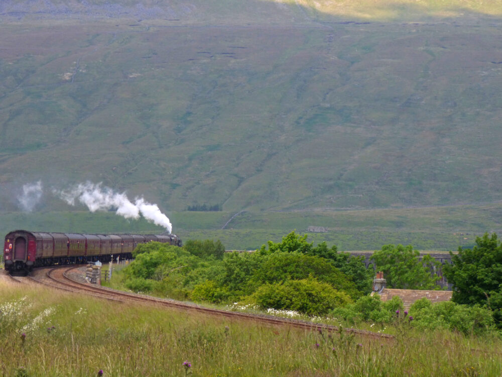 Steam Train Crossing Ribblehead Viaduct, 22nd June 2021