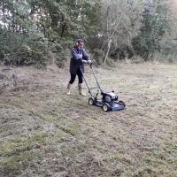 Mowing the  meadow after cutting